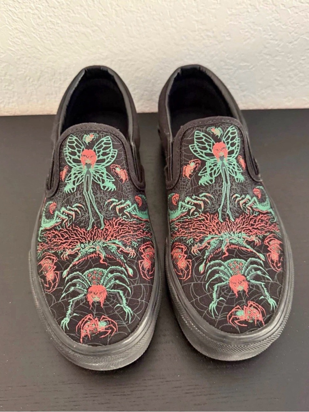 Vans Slip On Evil Omen Glow N Dark Women Size 7 Spider Gothcore Skater men 5.5